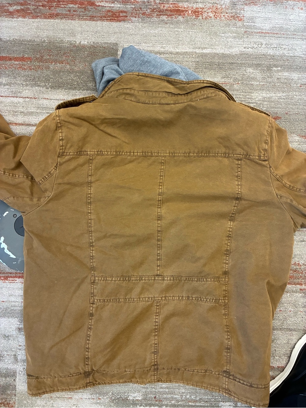 Levi's Tan Canvas Hooded Field Jacket with Gray Hoodie Layer - Picture 5 of 8